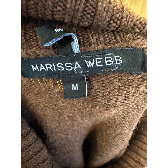 Marissa Webb Blake Button Cashmere Blend Turtleneck Sweater Brown Sz Medium - Picture 8 of 8